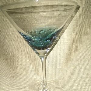 Pier I  Martini Crackle Glass. Teal